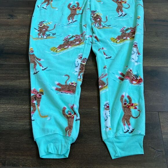 Nick & Nora Size Small One Piece Pajamas Sock Monkey Suit Union Suit Teal - Picture 7 of 8